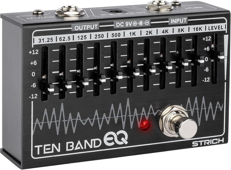 STRICH EQ Pedal for Electric Guitar,10-Band Equalizer Effects Pedal, Equalizer for Guitar and Bass, 10 Frequency Bands (31.25Hz–16kHz) with ±12dB Gain/Attenuation for Each Band, TEN BAND EQ - Image 1
